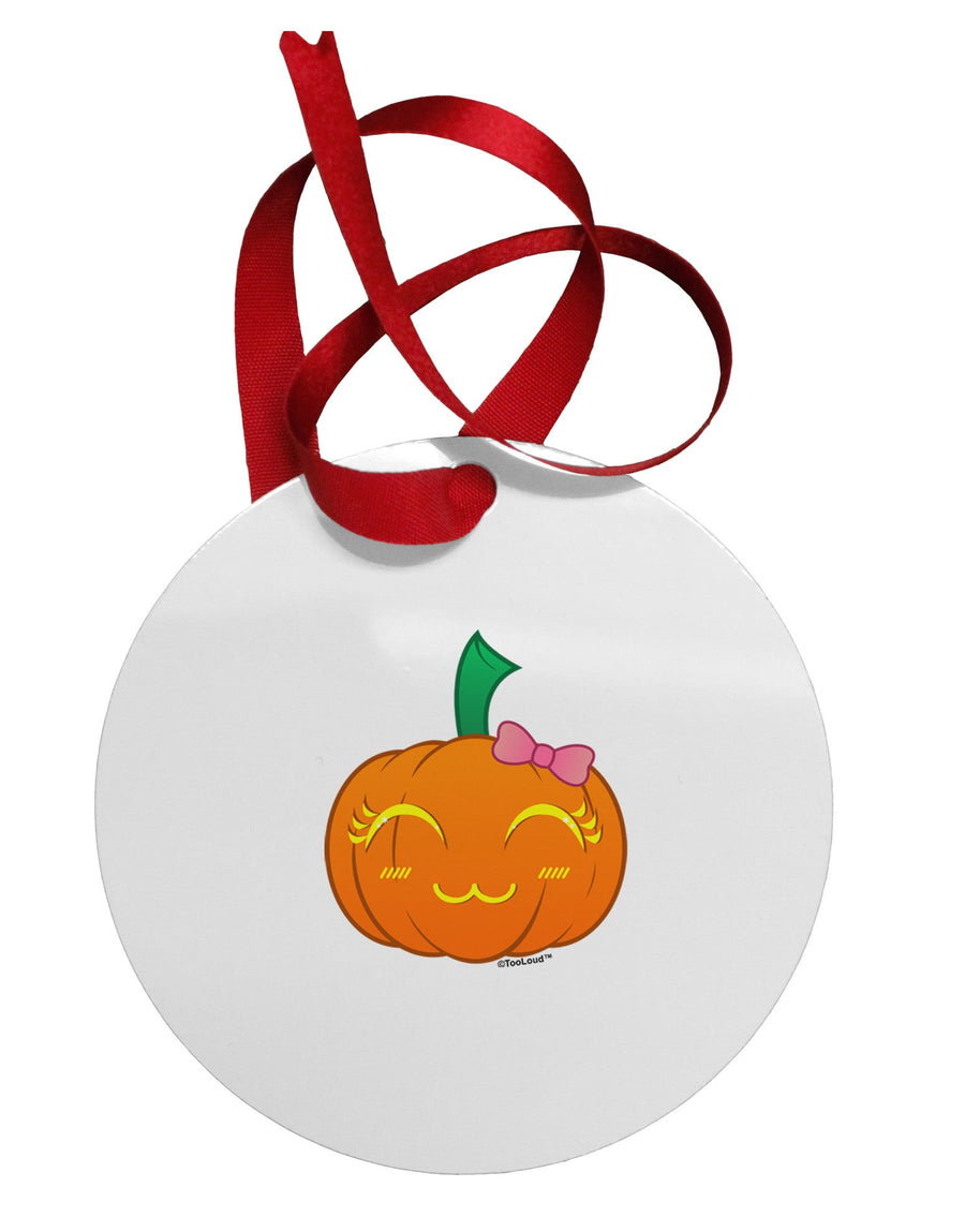 Kyu-T Face Pumpkin Circular Metal Ornament by TooLoud-Ornament-TooLoud-White-Davson Sales