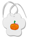 Kyu-T Face Pumpkin Paw Print Shaped Ornament by TooLoud-Ornament-TooLoud-White-Davson Sales