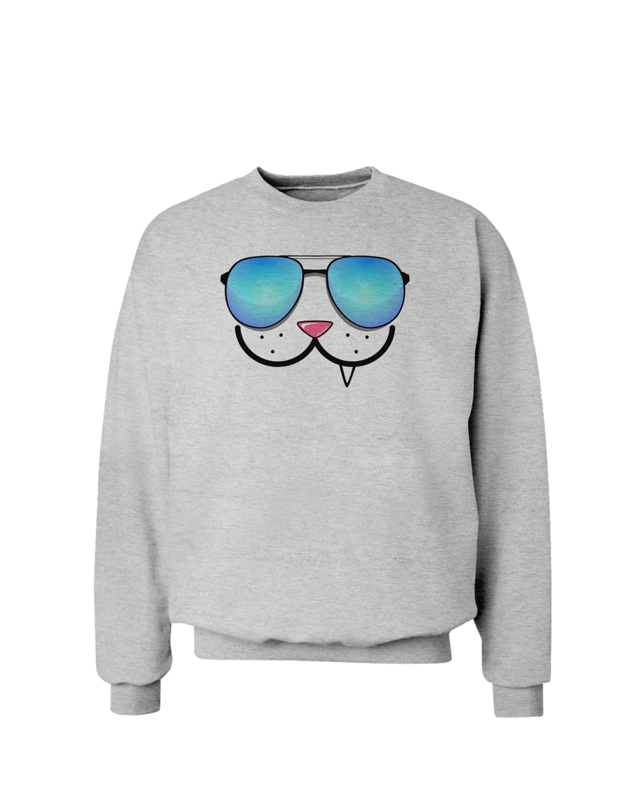 Kyu-T Face - Snaggle Cool Sunglasses Sweatshirt-Sweatshirts-TooLoud-White-Small-Davson Sales