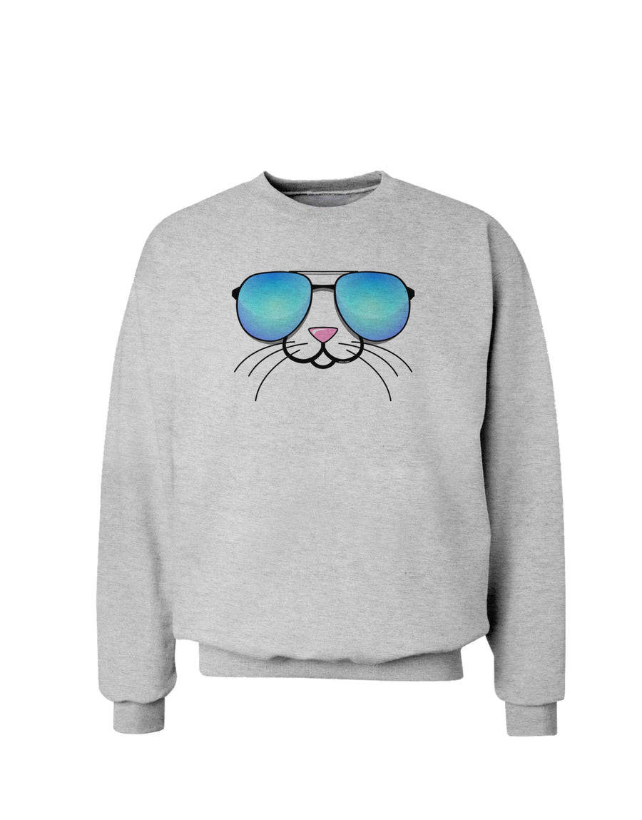 Kyu-T Face - Tiny Cool Sunglasses Sweatshirt-Sweatshirts-TooLoud-White-Small-Davson Sales