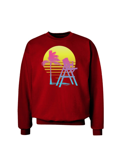 LA Beach Silhouette Letters Adult Dark Sweatshirt-Sweatshirts-TooLoud-Deep-Red-Small-Davson Sales