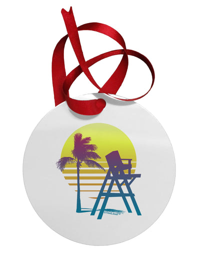 LA Beach Silhouette Letters Circular Metal Ornament-Ornament-TooLoud-White-Davson Sales