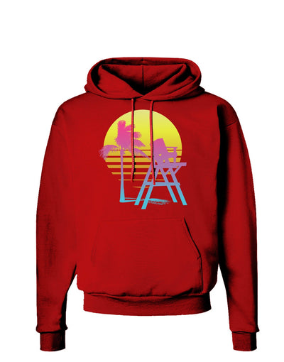 LA Beach Silhouette Letters Dark Hoodie Sweatshirt-Hoodie-TooLoud-Red-Small-Davson Sales