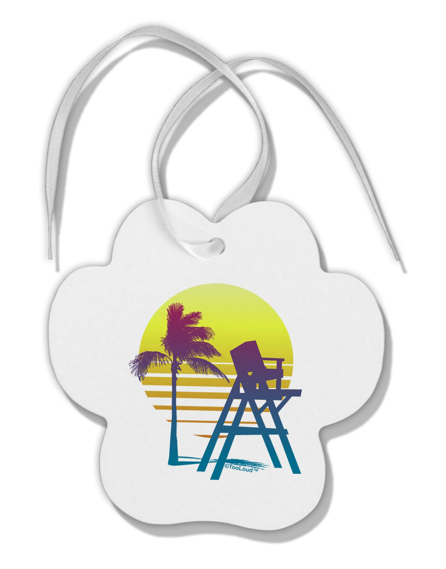 LA Beach Silhouette Letters Paw Print Shaped Ornament-Ornament-TooLoud-White-Davson Sales