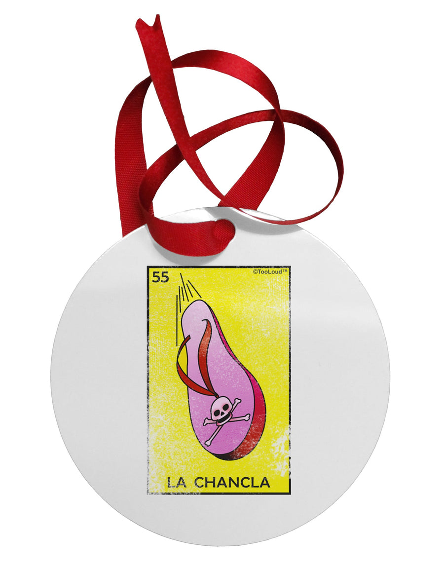 La Chancla Loteria Distressed Circular Metal Ornament by TooLoud-Ornament-TooLoud-White-Davson Sales