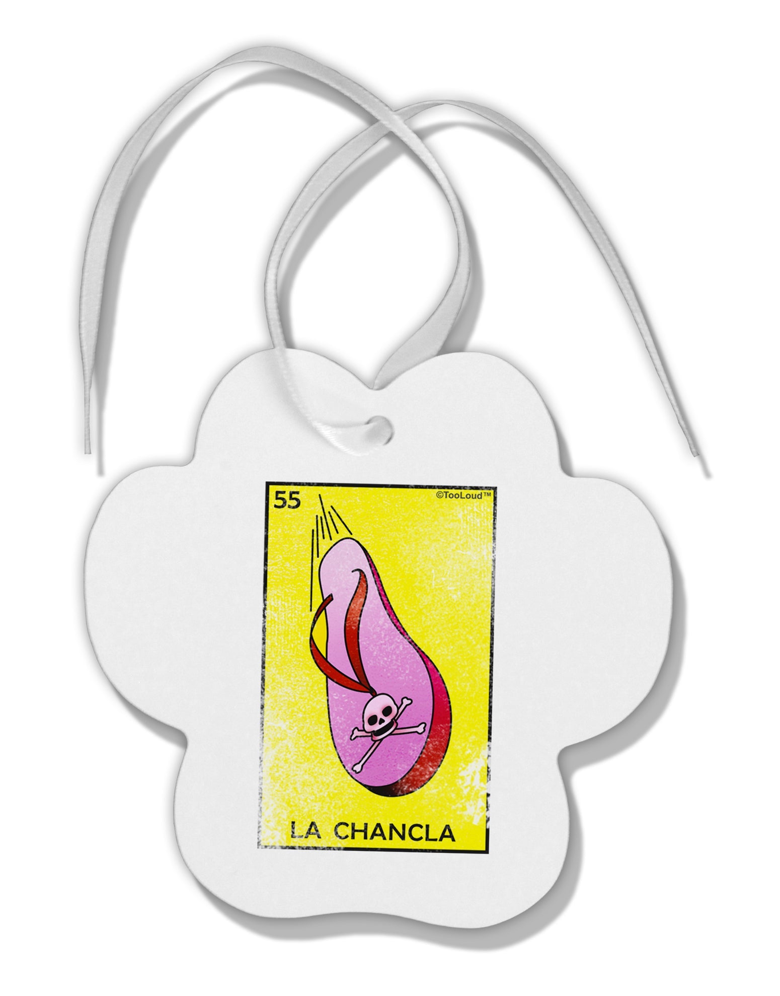 La Chancla Loteria Distressed Paw Print Shaped Ornament by TooLoud-TooLoud-White-Davson Sales