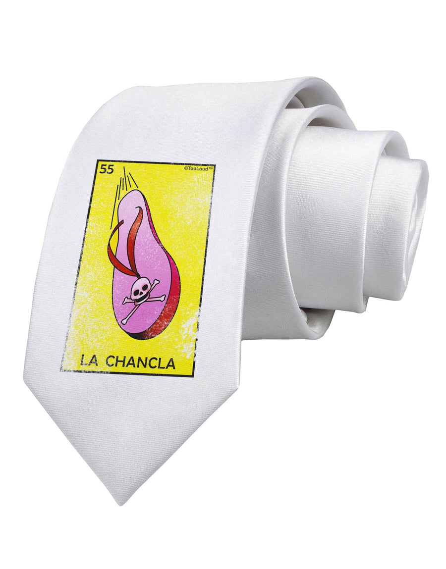 La Chancla Loteria Distressed Printed White Necktie by