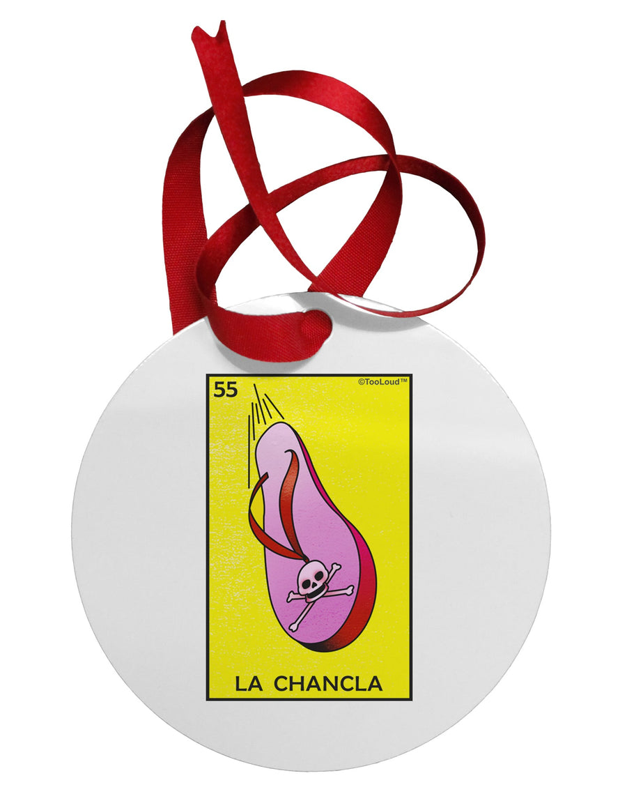 La Chancla Loteria Solid Circular Metal Ornament by TooLoud-Ornament-TooLoud-White-Davson Sales