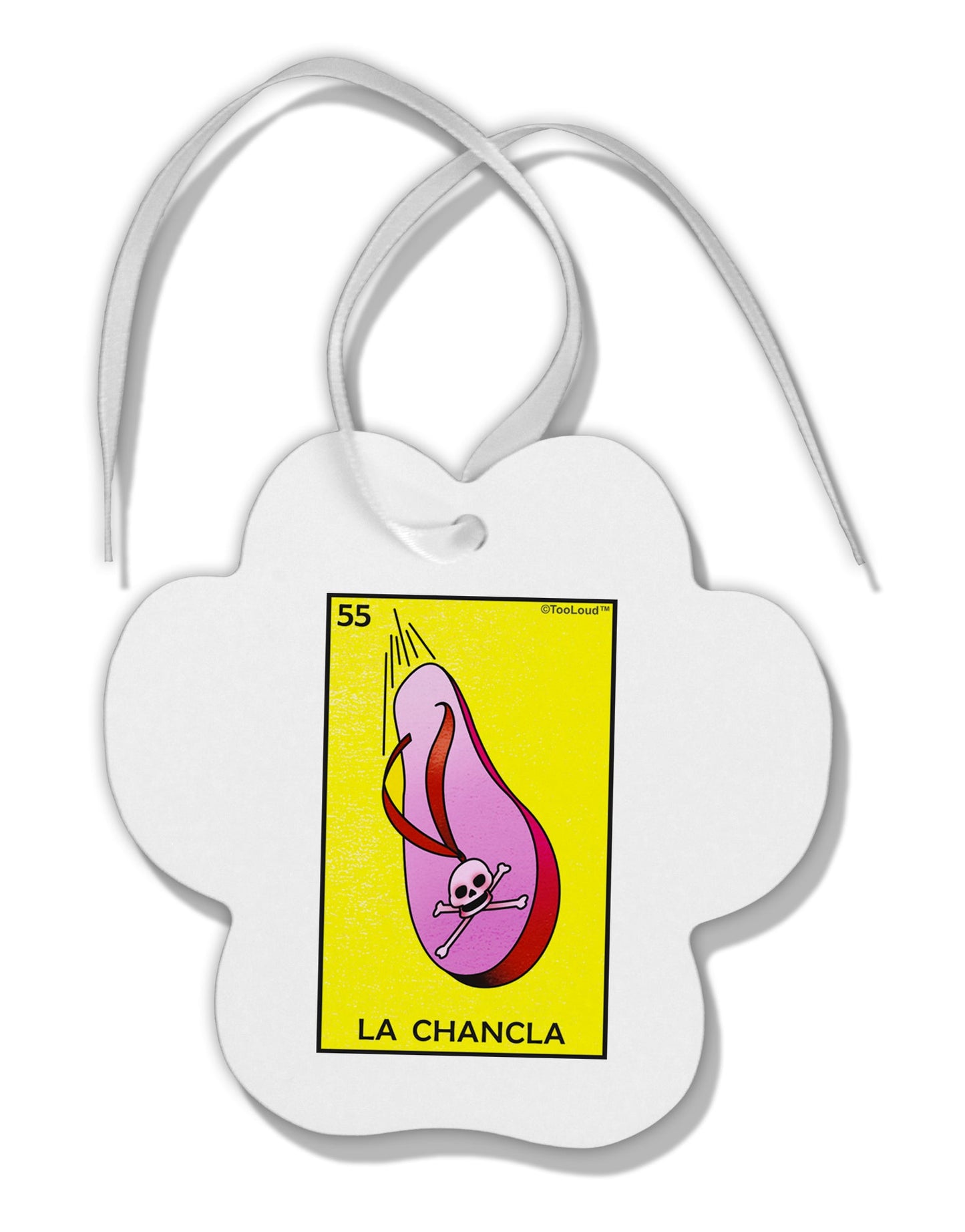 La Chancla Loteria Solid Paw Print Shaped Ornament by TooLoud-TooLoud-White-Davson Sales