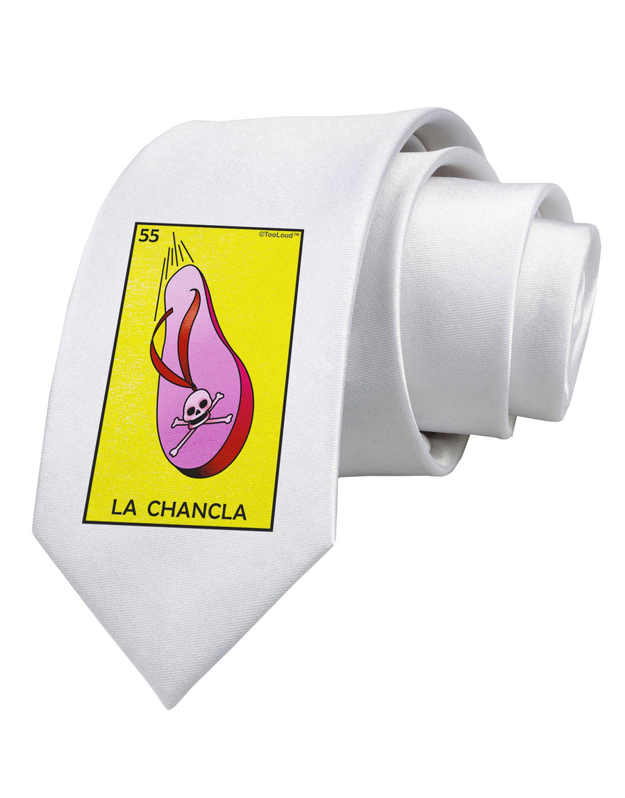 La Chancla Loteria Solid Printed White Necktie by