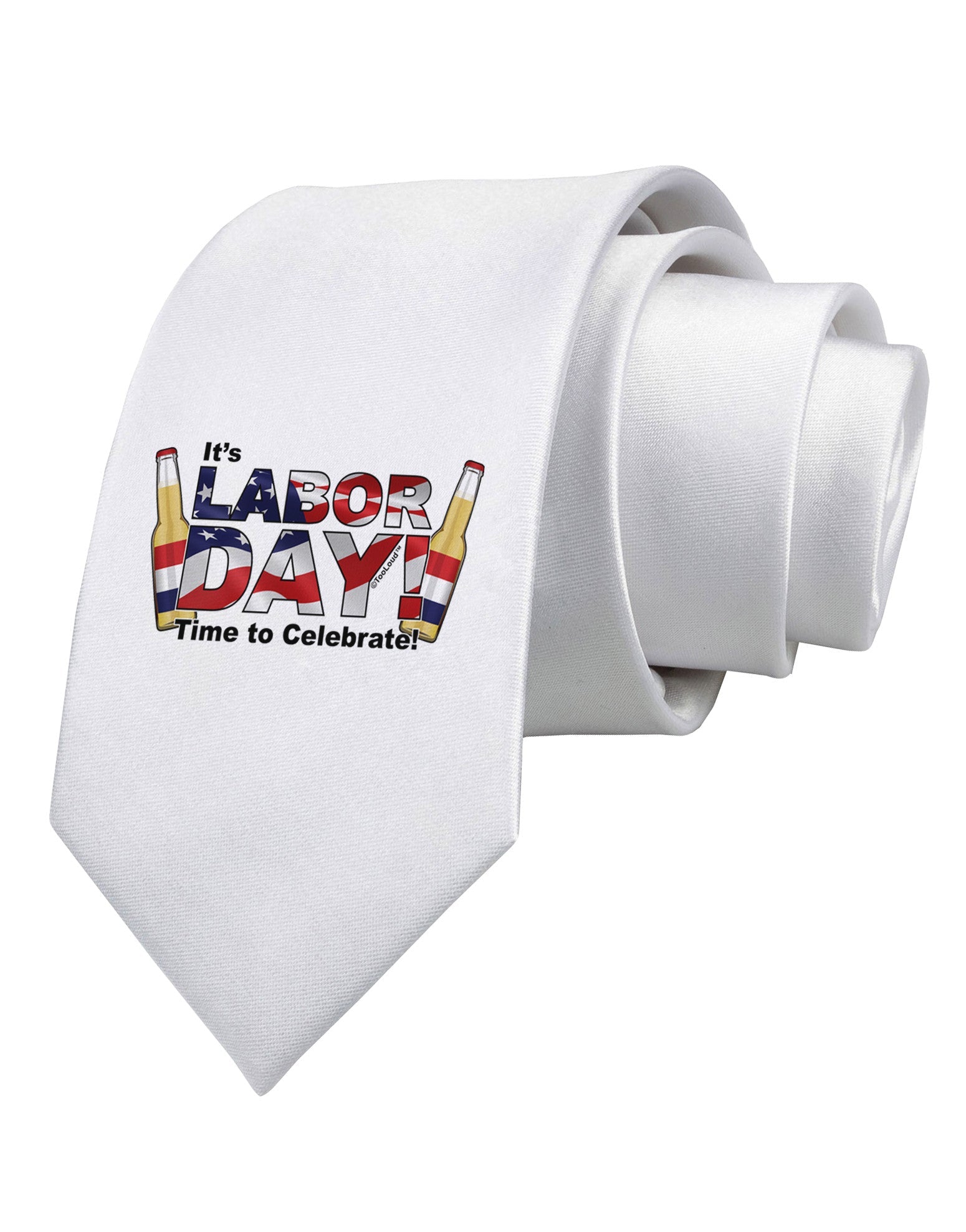 Labor Day - Celebrate Printed White Necktie