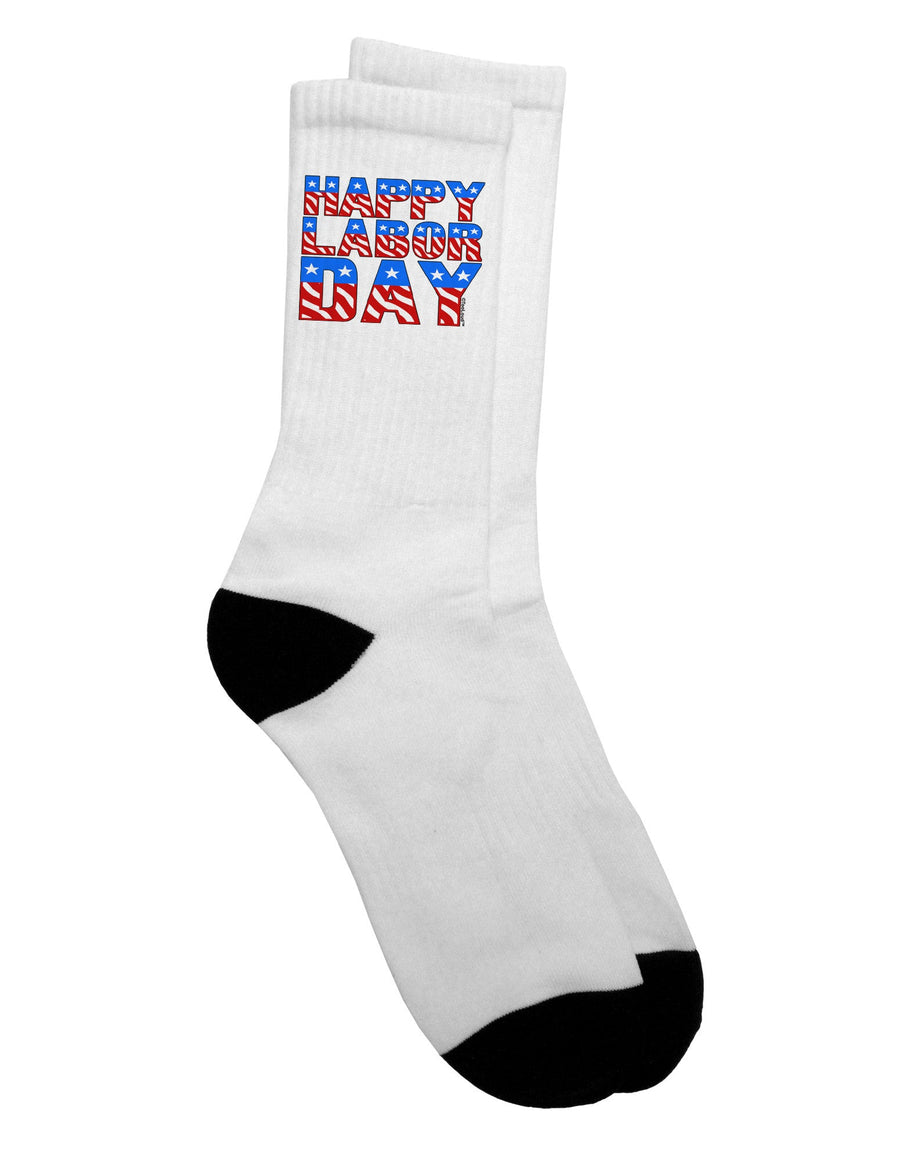 Labor Day Celebration ColorText Adult Crew Socks - TooLoud-Socks-TooLoud-White-Ladies-4-6-Davson Sales