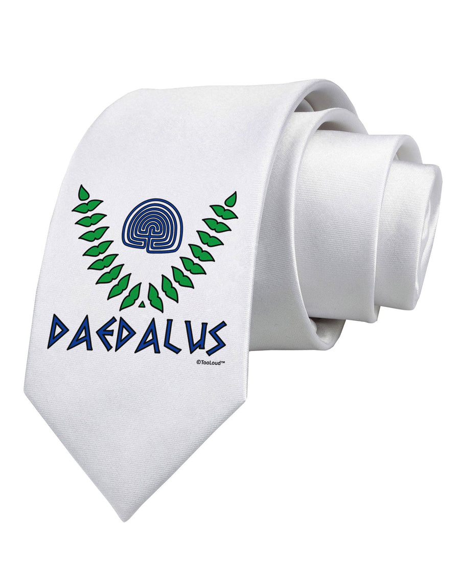 Labyrinth - Daedalus - Greek Mythology Color Printed White Necktie by TooLoud