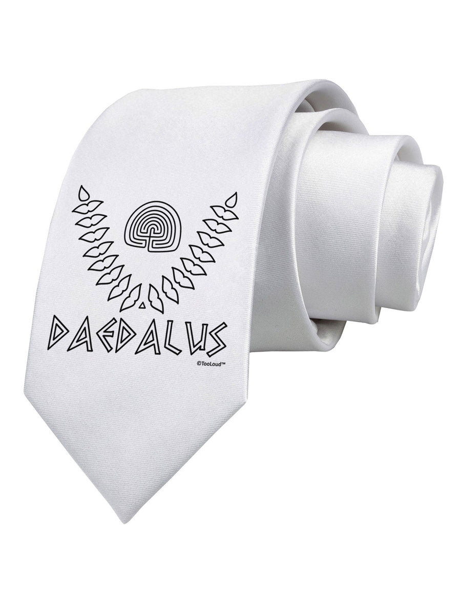 Labyrinth - Daedalus - Greek Mythology Printed White Necktie by TooLoud