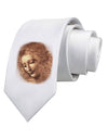 Lady With Disheveled Hair Printed White Necktie