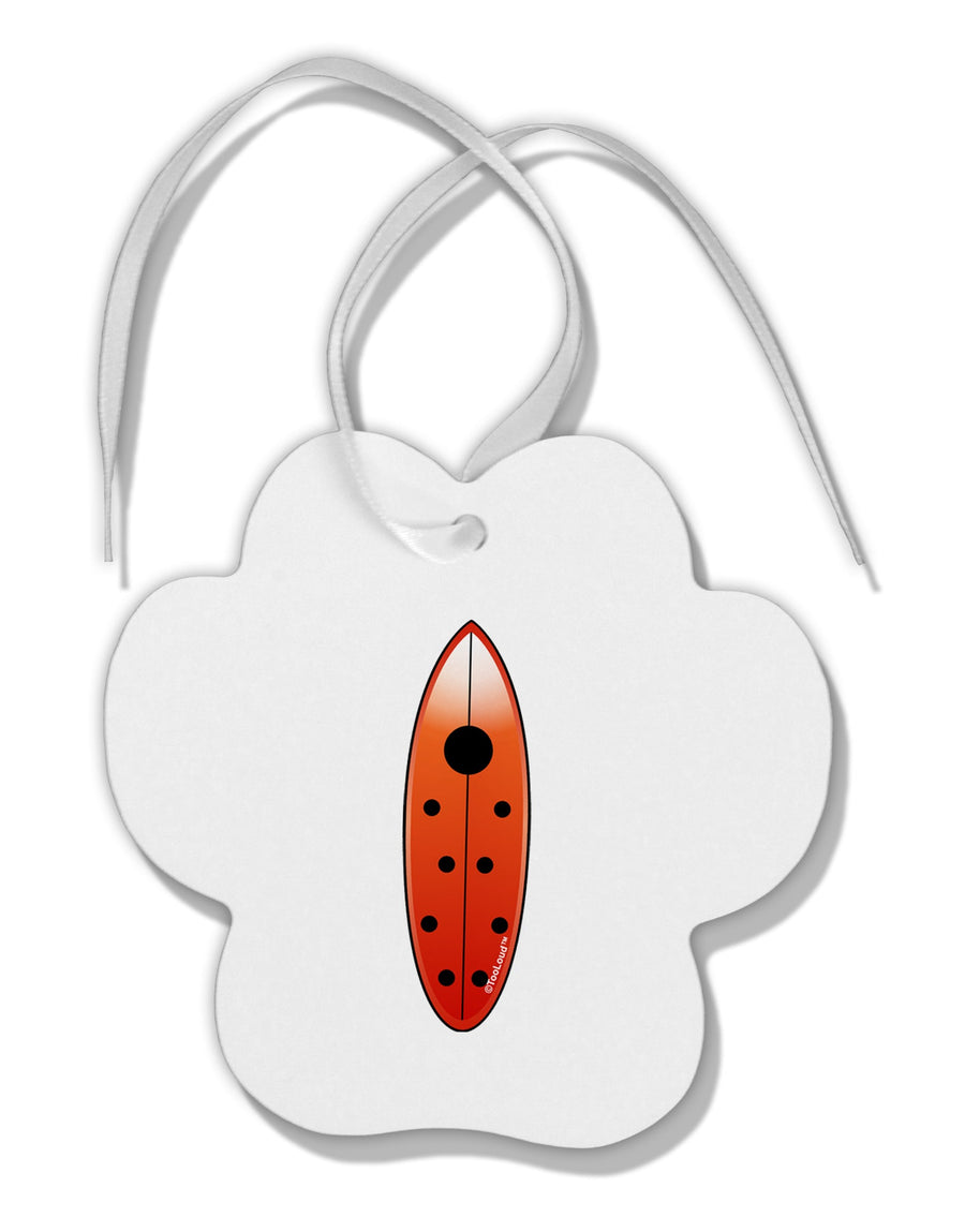 Ladybug Surfboard Paw Print Shaped Ornament by TooLoud-Ornament-TooLoud-White-Davson Sales