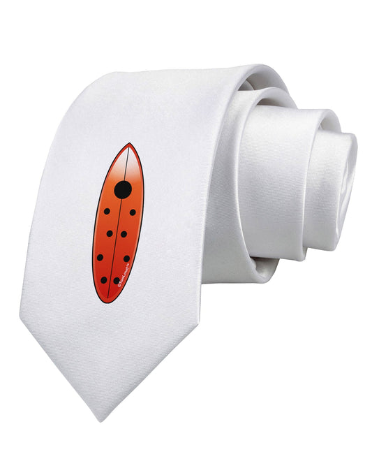 Ladybug Surfboard Printed White Necktie by TooLoud