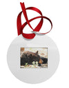 Laying Black Bear Circular Metal Ornament-Ornament-TooLoud-White-Davson Sales