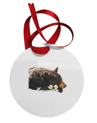 Laying Black Bear Cutout Circular Metal Ornament-Ornament-TooLoud-White-Davson Sales