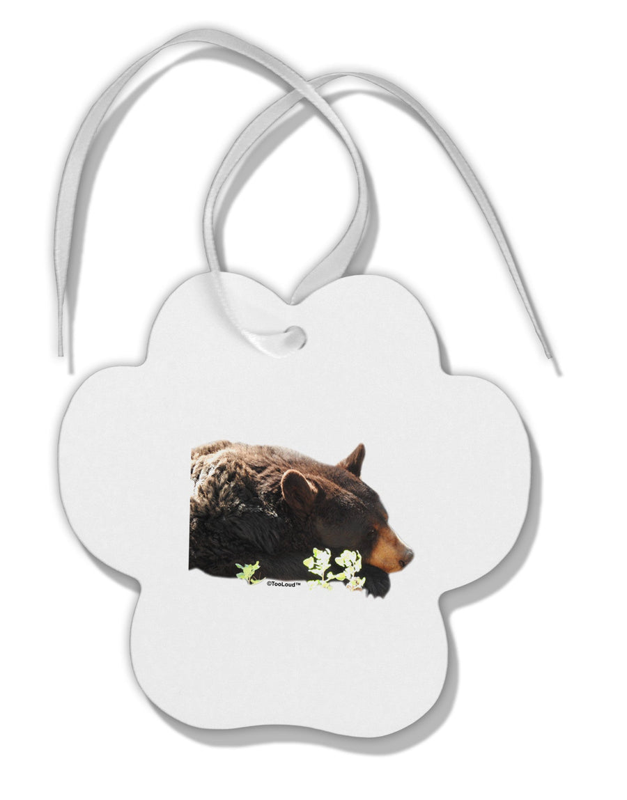 Laying Black Bear Cutout Paw Print Shaped Ornament-Ornament-TooLoud-White-Davson Sales