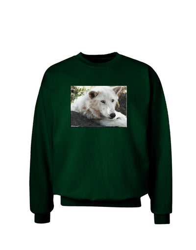 Laying White Wolf Adult Dark Sweatshirt-Sweatshirts-TooLoud-Deep-Forest-Green-Small-Davson Sales