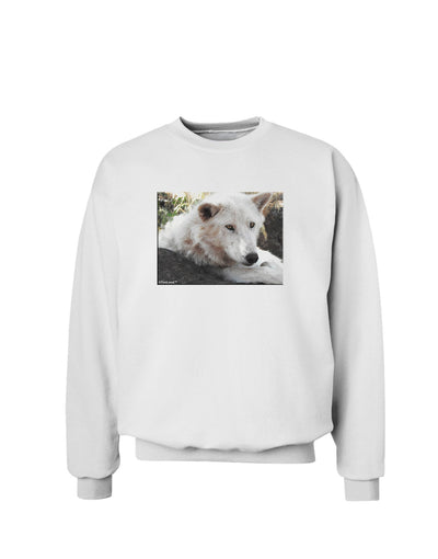 Laying White Wolf Sweatshirt-Sweatshirts-TooLoud-White-Small-Davson Sales