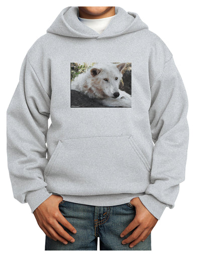 Laying White Wolf Youth Hoodie Pullover Sweatshirt-Youth Hoodie-TooLoud-Ash-XS-Davson Sales