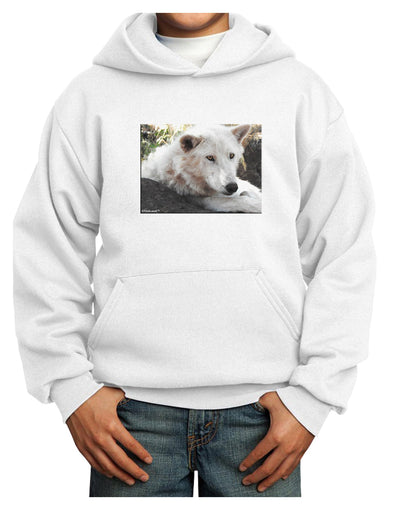 Laying White Wolf Youth Hoodie Pullover Sweatshirt-Youth Hoodie-TooLoud-White-XS-Davson Sales