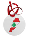 Lebanon Flag Silhouette Circular Metal Ornament-Ornament-TooLoud-White-Davson Sales