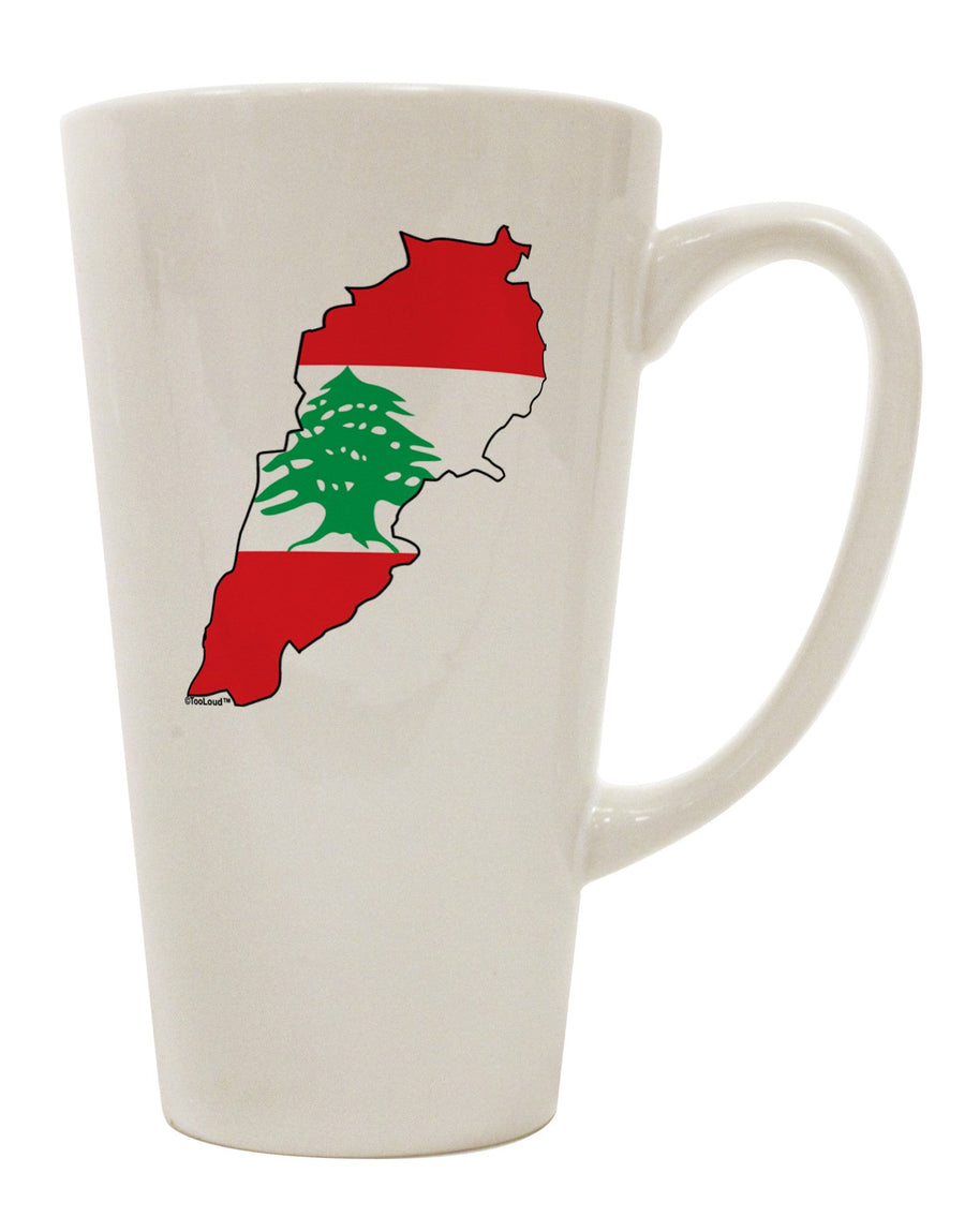 Lebanon Flag Silhouette - Exquisite 16 Ounce Conical Latte Coffee Mug - TooLoud-Conical Latte Mug-TooLoud-White-Davson Sales