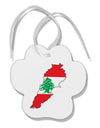 Lebanon Flag Silhouette Paw Print Shaped Ornament-Ornament-TooLoud-White-Davson Sales