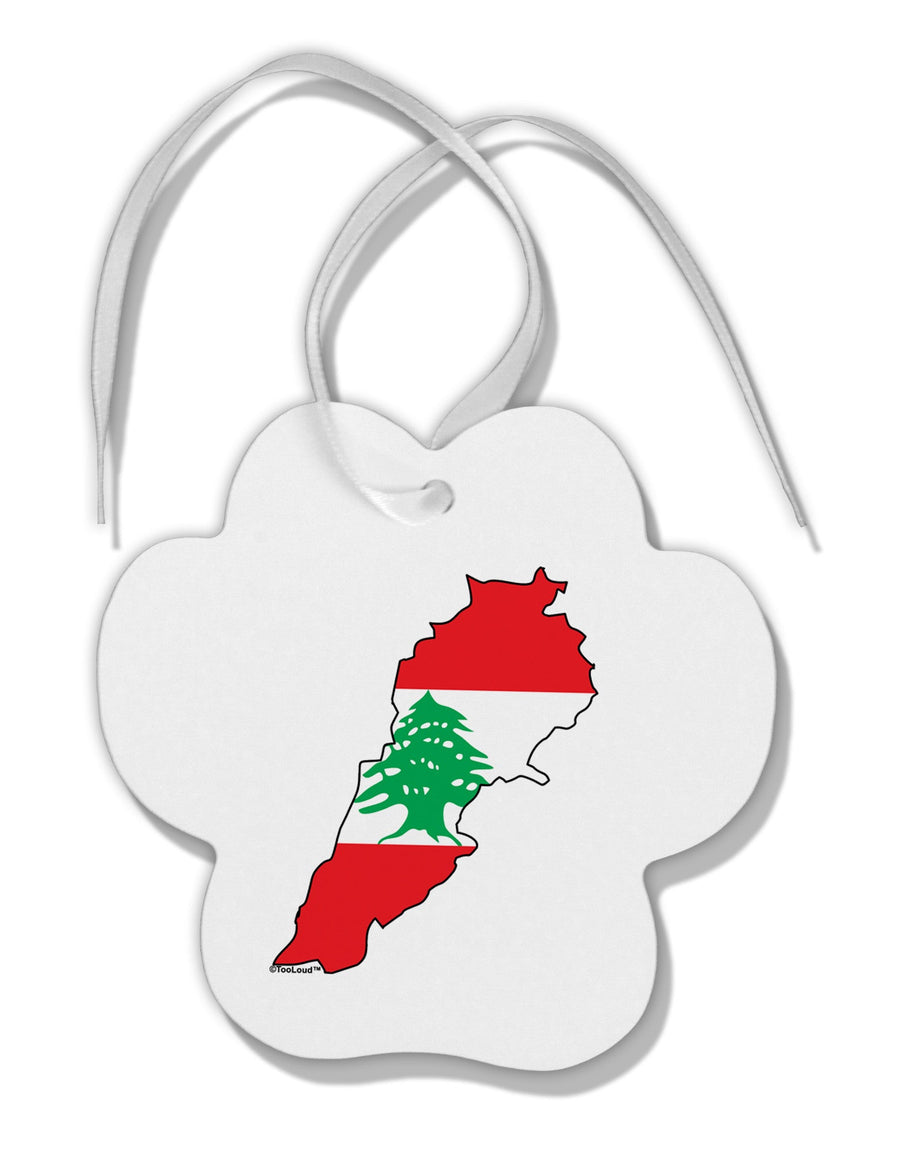 Lebanon Flag Silhouette Paw Print Shaped Ornament-Ornament-TooLoud-White-Davson Sales