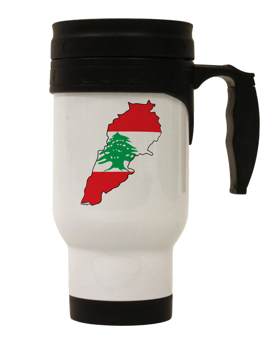 Lebanon Flag Silhouette Stainless Steel 14oz Travel Mug-Travel Mugs-TooLoud-White-Davson Sales