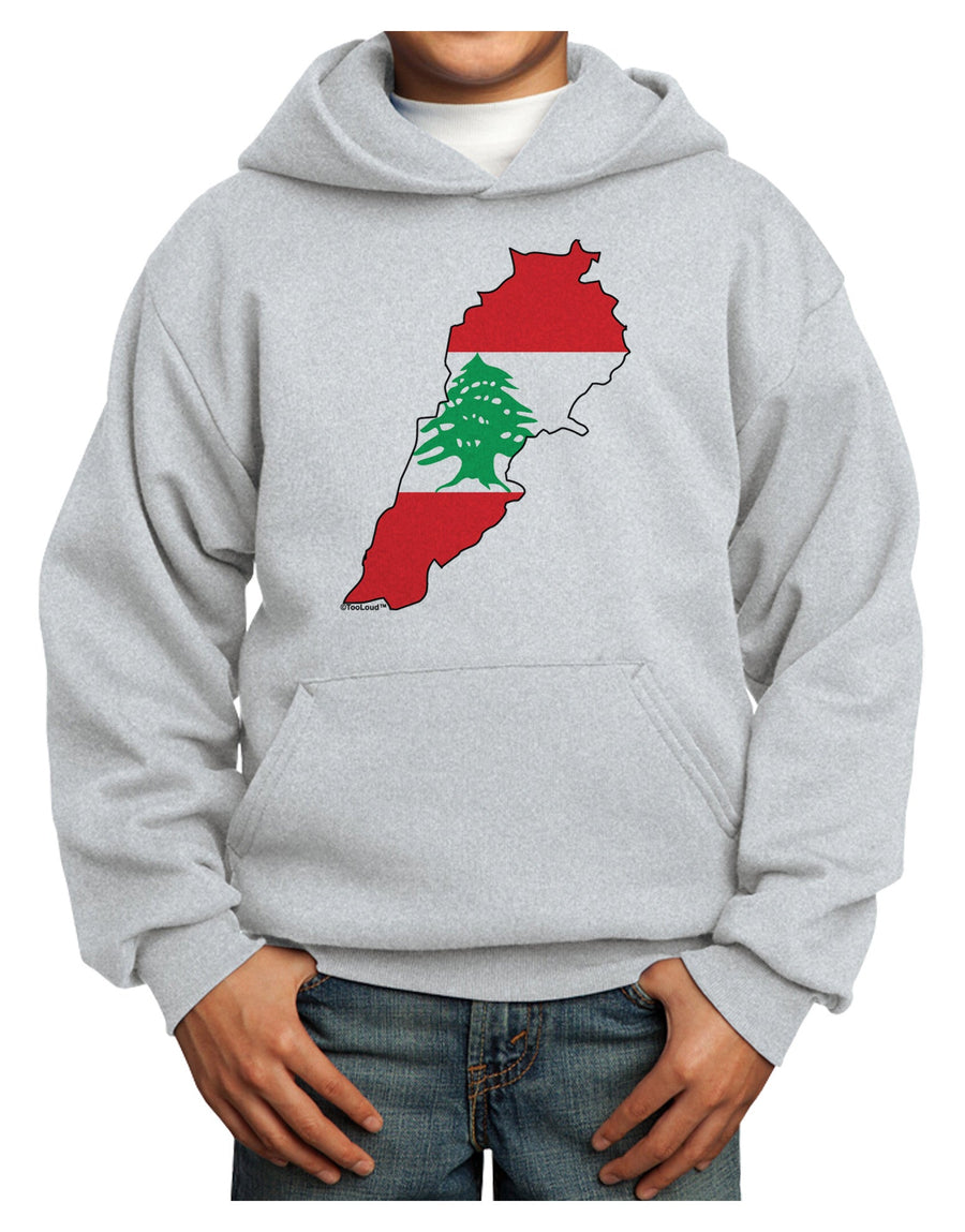 Lebanon Flag Silhouette Youth Hoodie Pullover Sweatshirt-Youth Hoodie-TooLoud-White-XS-Davson Sales