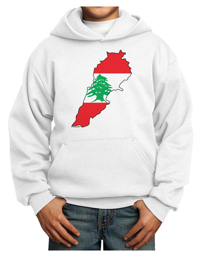 Lebanon Flag Silhouette Youth Hoodie Pullover Sweatshirt-Youth Hoodie-TooLoud-White-XS-Davson Sales
