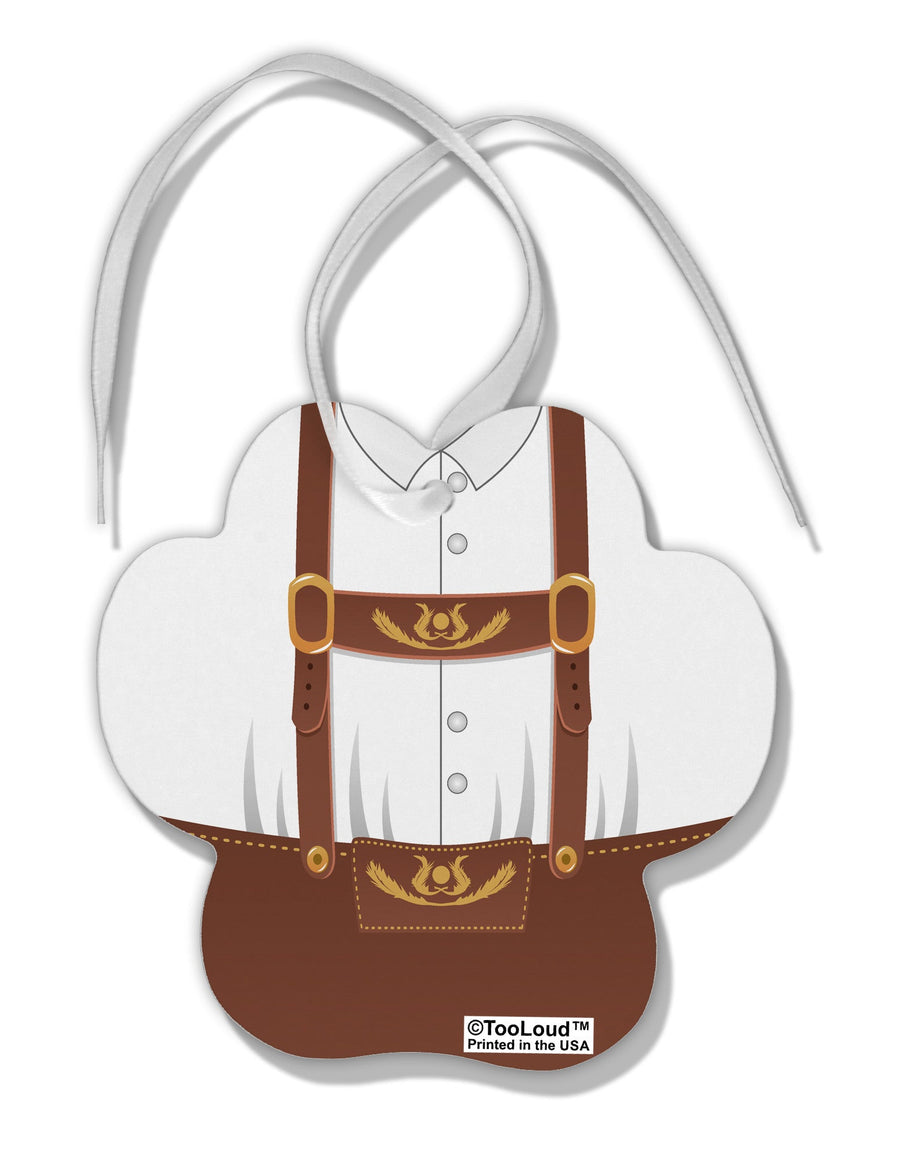 Lederhosen Costume Brown Paw Print Shaped Ornament All Over Print by TooLoud-Ornament-TooLoud-White-Davson Sales