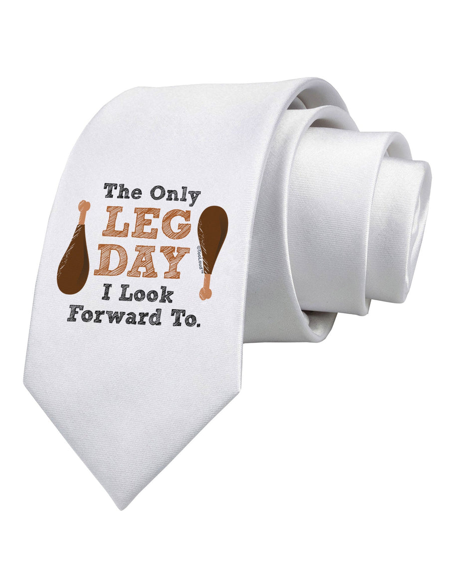 Leg Day - Turkey Leg Printed White Necktie