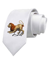 Leo Color Illustration Printed White Necktie