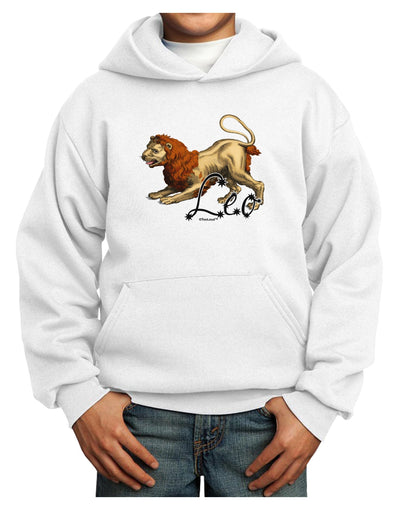 Leo Color Illustration Youth Hoodie Pullover Sweatshirt-Youth Hoodie-TooLoud-White-XS-Davson Sales