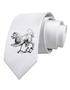 Leo Illustration Printed White Necktie