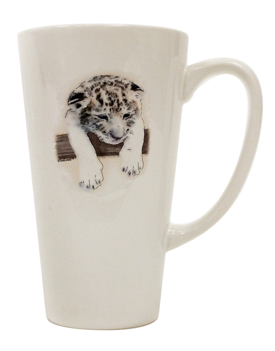 Leopard Cub 16 oz Conical Latte Coffee Mug - Expertly Crafted Drinkware-Conical Latte Mug-TooLoud-White-Davson Sales