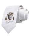 Leopard Cub Printed White Necktie