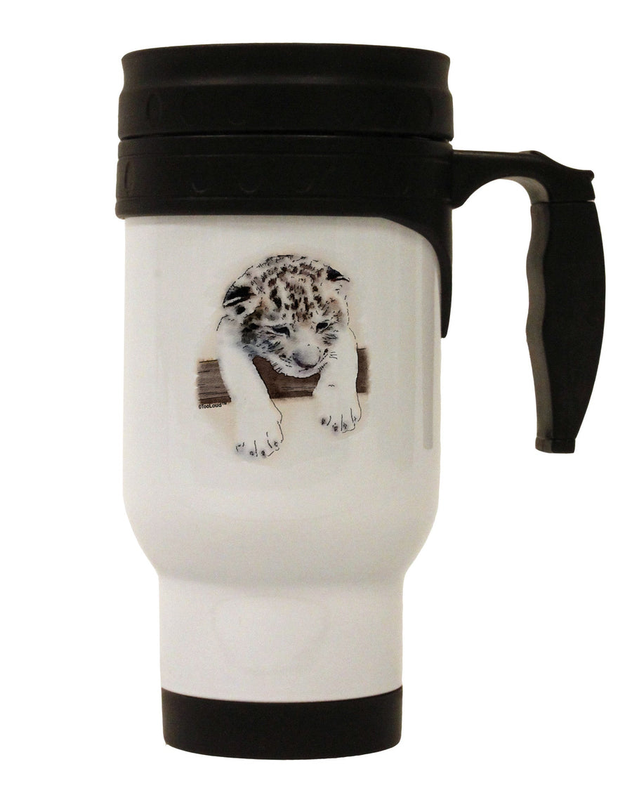 Leopard Cub Stainless Steel 14oz Travel Mug-Travel Mugs-TooLoud-White-Davson Sales