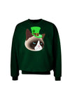 Leprechaun Disgruntled Cat Adult Dark Sweatshirt-Sweatshirts-TooLoud-Deep-Forest-Green-Small-Davson Sales