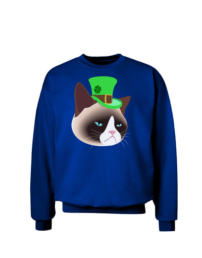 Leprechaun Disgruntled Cat Adult Dark Sweatshirt-Sweatshirts-TooLoud-Deep-Royal-Blue-Small-Davson Sales