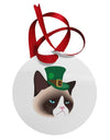 Leprechaun Disgruntled Cat Circular Metal Ornament-Ornament-TooLoud-White-Davson Sales