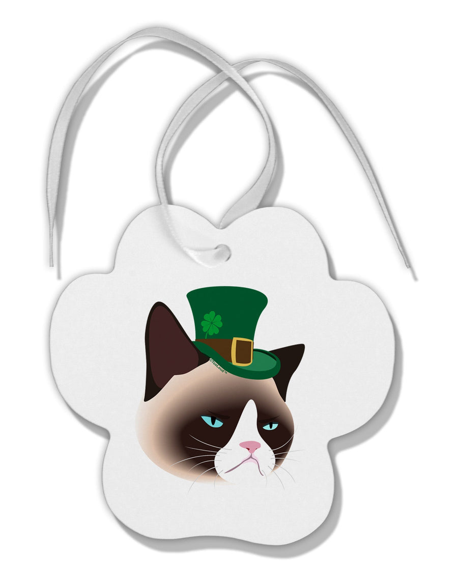 Leprechaun Disgruntled Cat Paw Print Shaped Ornament-Ornament-TooLoud-White-Davson Sales