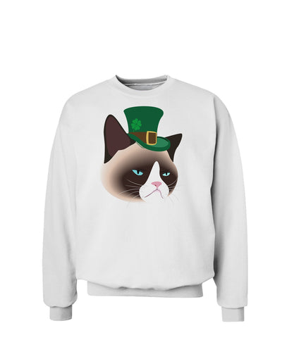 Leprechaun Disgruntled Cat Sweatshirt-Sweatshirts-TooLoud-White-Small-Davson Sales