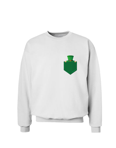 Leprechaun Peeking Out of Faux Pocket Sweatshirt by TooLoud-Sweatshirts-TooLoud-White-Small-Davson Sales