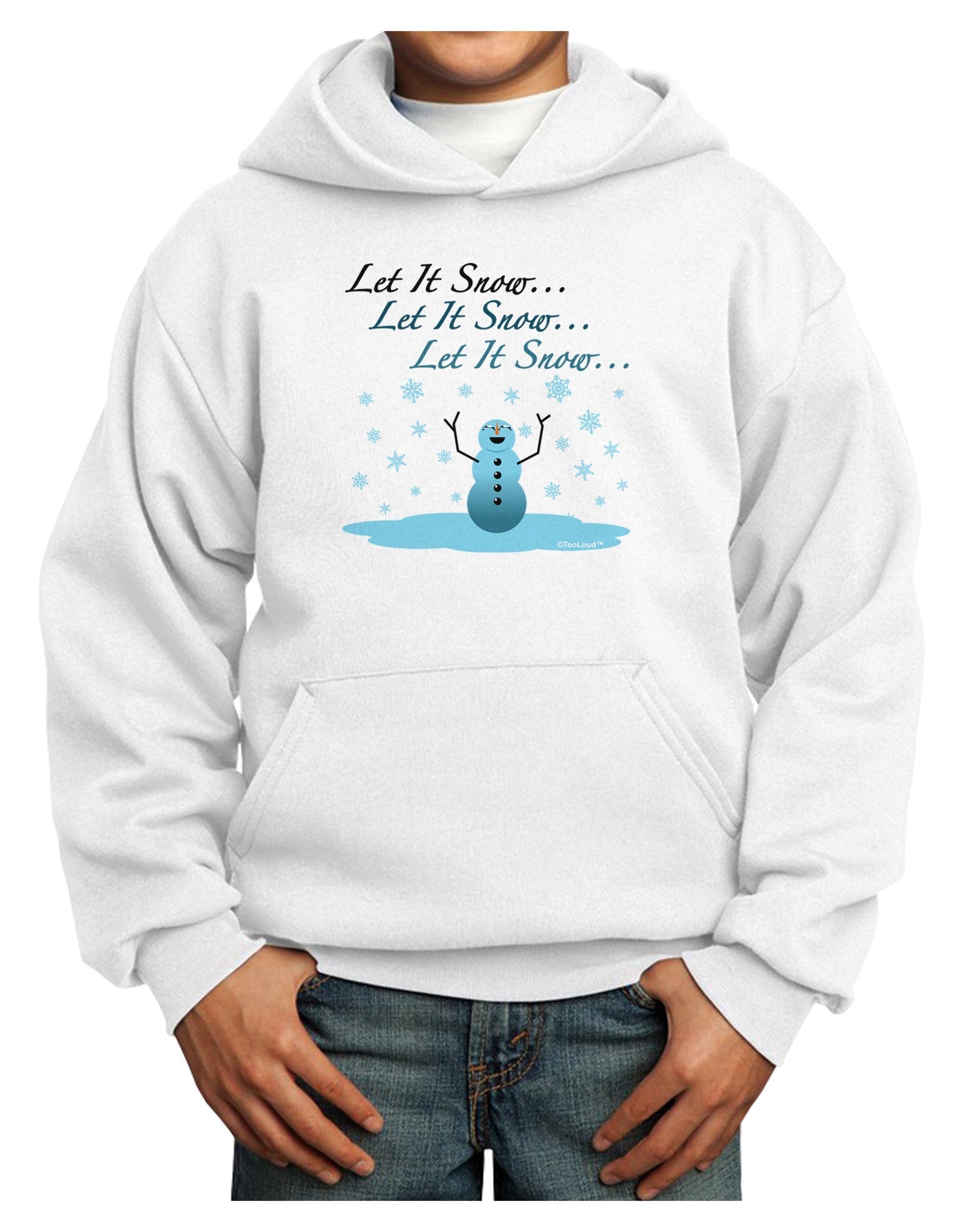 Let It Snow Happy Snowman Youth Hoodie Pullover Sweatshirt-Youth Hoodie-TooLoud-White-XS-Davson Sales